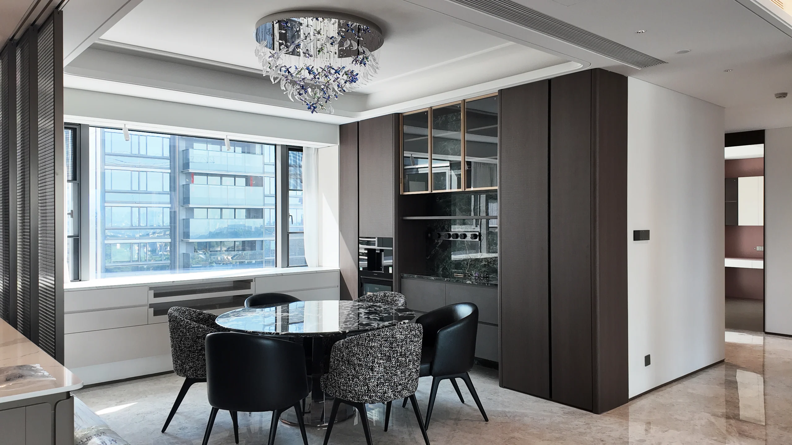 Dining room cabinetry in a completed Guangzhou residence