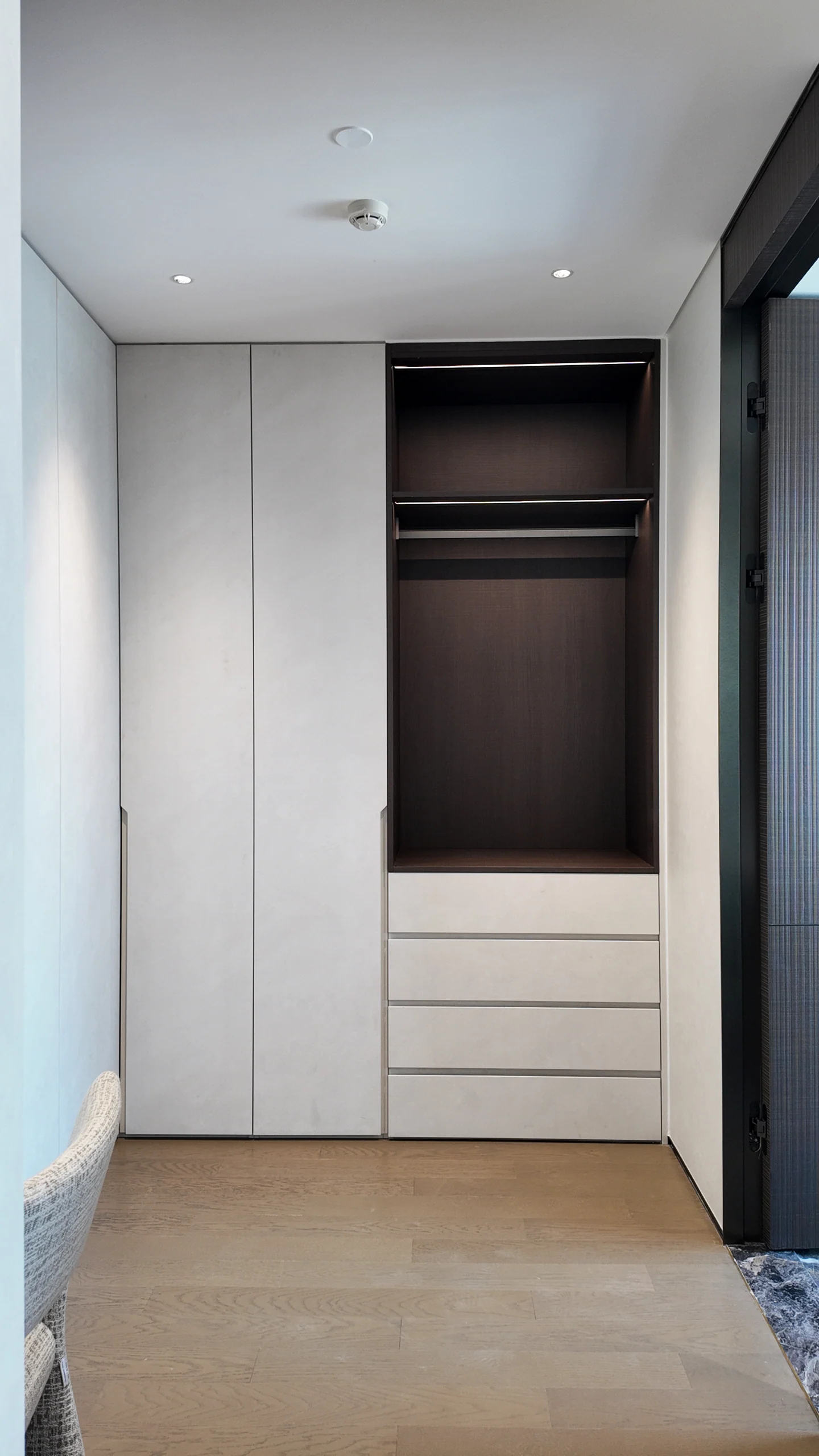 Wardrobe joinery in a completed Guangzhou residence